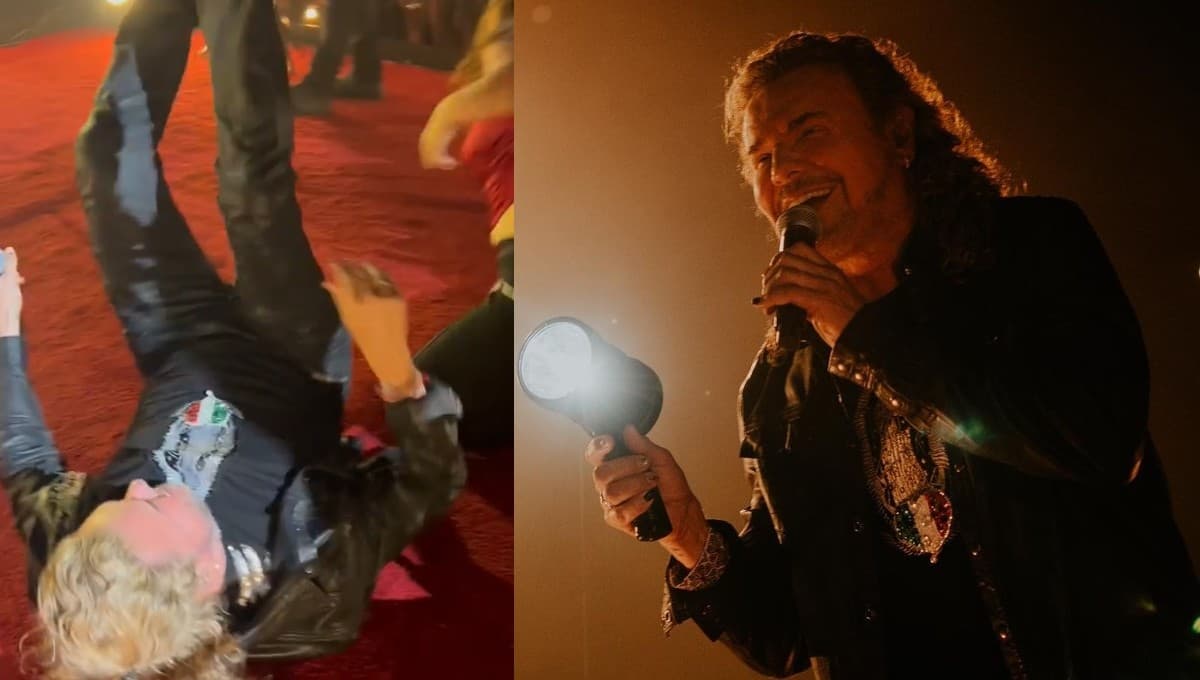 Fher de Maná termina en el suelo tras cariñoso abrazo con fan | VIDEO