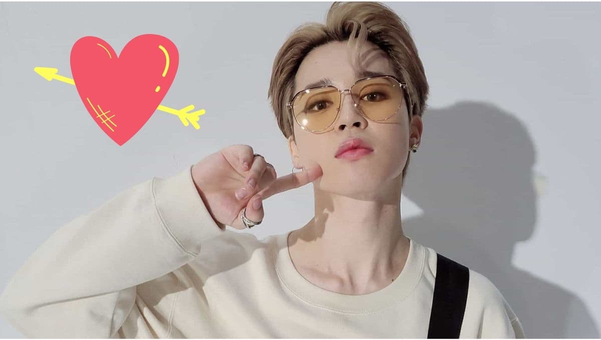 4 fotos de Jimin de BTS con la frente descubierta donde se ve GUAPÍSIMO