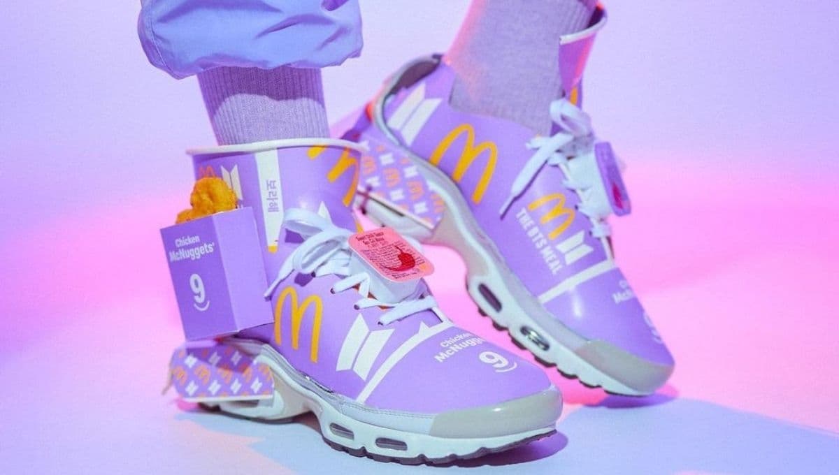 The BTS Meal: Estos tenis que fueron hechos con los EMPAQUES de la colaboración con McDonald’s (FOTOS)