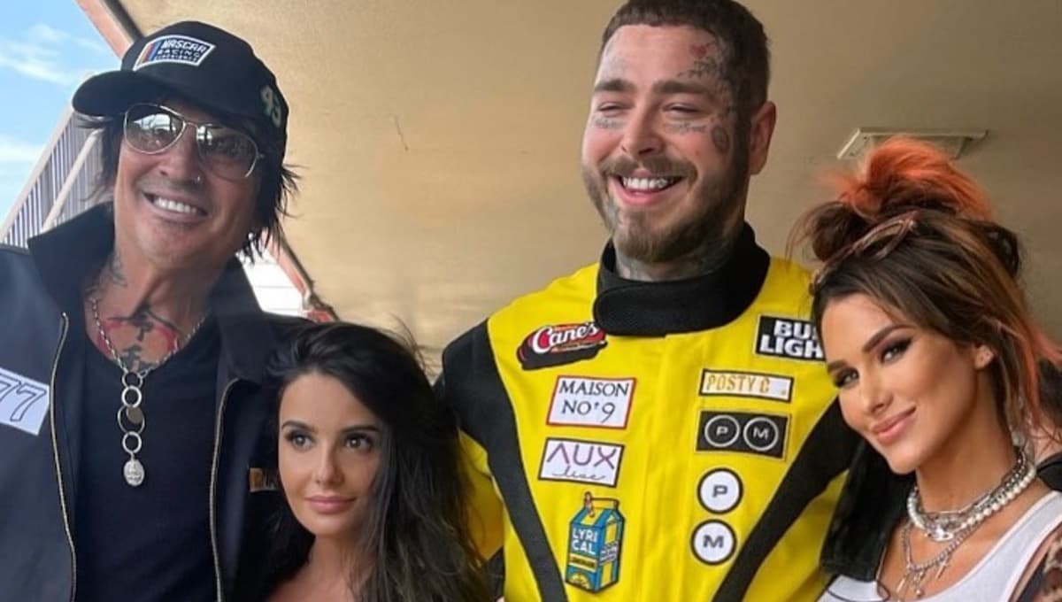 Post Malone se convierte en piloto de NASCAR junto a Tommy Lee en el VIDEO de ‘Motley Crew’