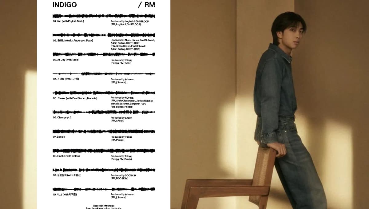 RM libera tracklist de ‘Indigo’, las canciones para conocer a sus artistas colaboradores